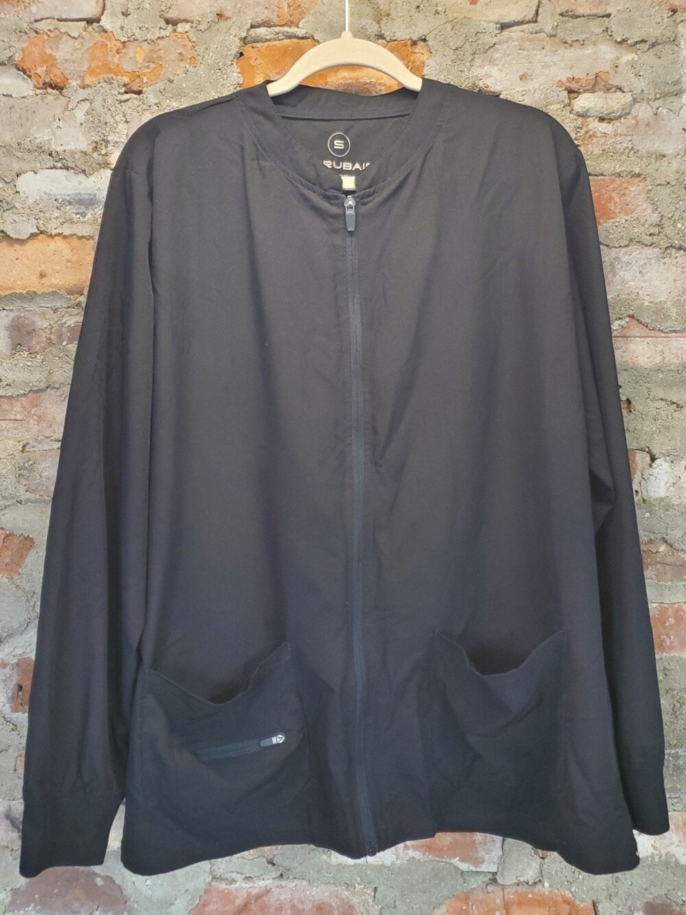 SCRUBAID Scrub Jacket 2XL Black Performance Full Zip Pockets Polyester Spandex